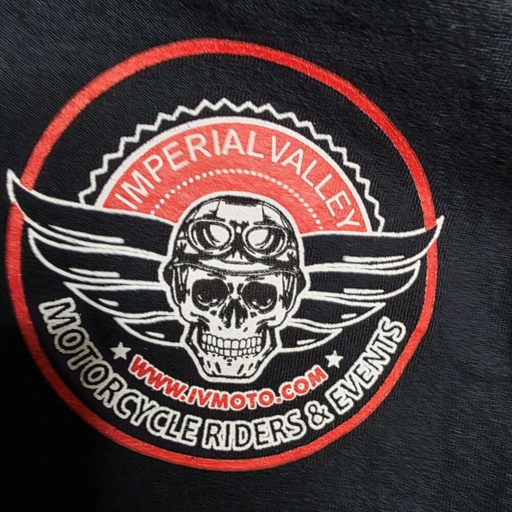 Imperial Valley Black Long Sleeve Motorcycle Riders Events Tshirt Mens Size 2XL